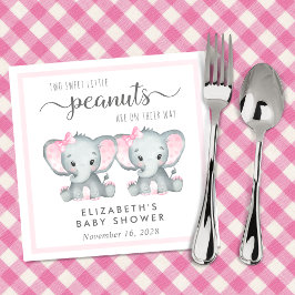 Cute Elephant Twin Girls Baby Shower Pappersservett