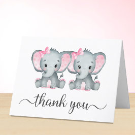 Cute Elephant Twin Girls Baby Shower Tack Kort