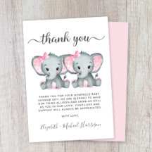 Cute Elephant Twin Girls Baby Shower