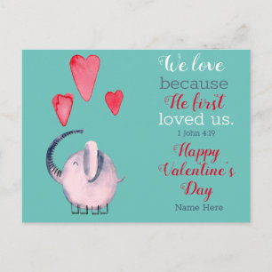 Cute Elephant Valentine Day Vykort