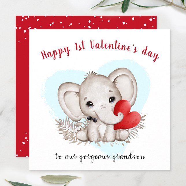 Cute Elephant Valentiness Card Kort (Cute Elephant Valentines Card)