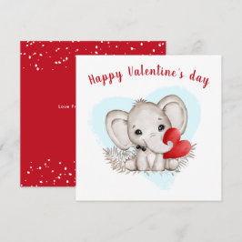 Cute Elephant Valentiness Card Kort