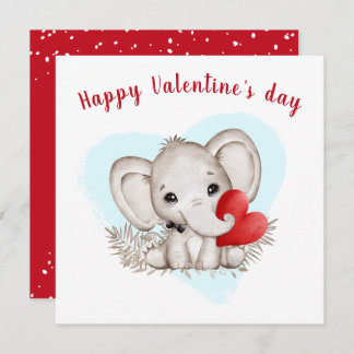 Cute Elephant Valentiness Card Kort