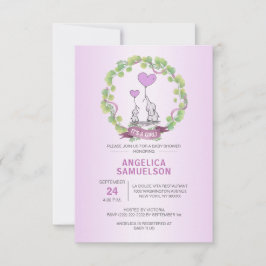 Cute Elephant Wand Lila Lavender Baby Shower Inbjudningar