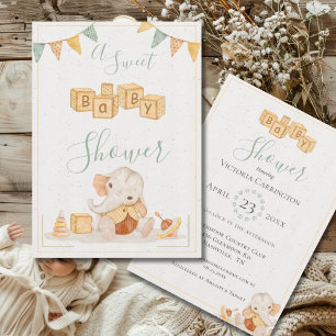 Cute Elephant Watercolor Sweet Baby Shower Inbjudningar