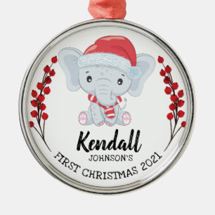 Cute Elephant Winter Helgdag Baby 1 jul Julgransprydnad Metall