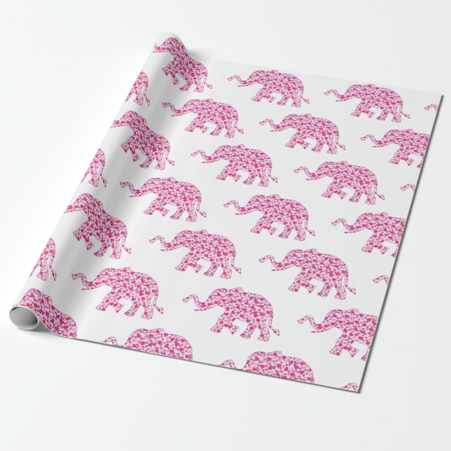 Cute Elephants av Little Rosa Hearts Presentpapper (Utrullad)
