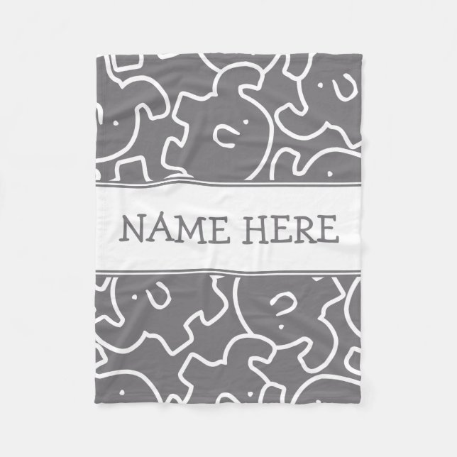 Cute Elephants Custom Name Kids Zoo Animals Fleecefilt (Framsidan)