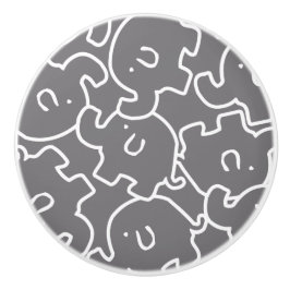 Cute Elephants Grått and White Door Knob Knopp