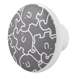 Cute Elephants Grått and White Door Knob Knopp