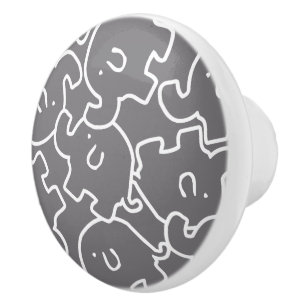 Cute Elephants Grått and White Door Knob Knopp