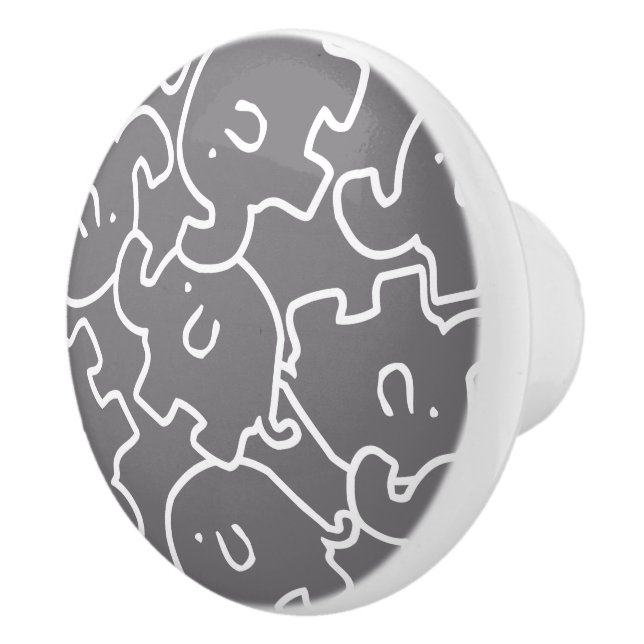 Cute Elephants Grått and White Door Knob Knopp (Höger)
