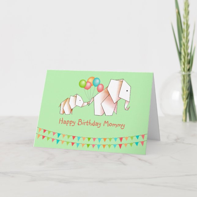 Cute Elephants Grattis på födelsedagen Mamma Kort (Framsida)