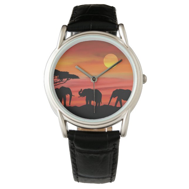 Cute Elephants i Serengeti Armbandsur (Framsida)
