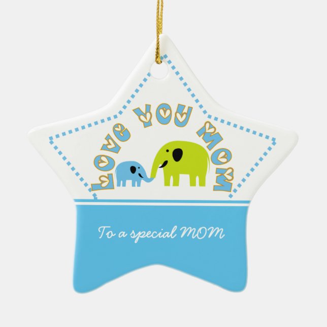 Cute Elephants Mor Child Mors dag-gåva Julgransprydnad Keramik (Framsidan)