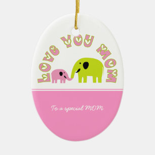 Cute Elephants Mor Child Mors dag-gåva Julgransprydnad Keramik