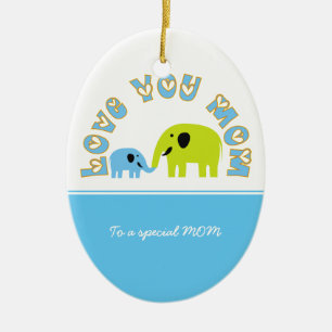 Cute Elephants Mor Child Mors dag-gåva Julgransprydnad Keramik