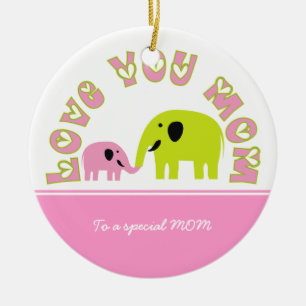 Cute Elephants Mor Child Mors dag-gåva Julgransprydnad Keramik