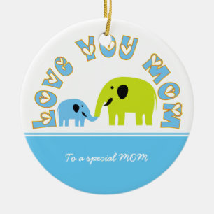 Cute Elephants Mor Child Mors dag-gåva Julgransprydnad Keramik
