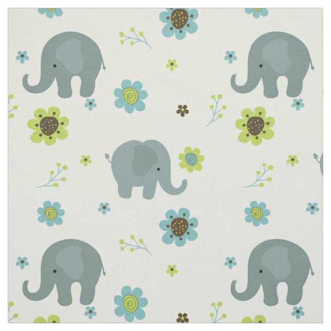 Cute Elephants Nursery Fabric Tyg (Provkarta)