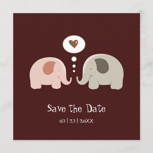 Cute Elephants - Spara datuminbjudan Spara Datumet (Framsida)