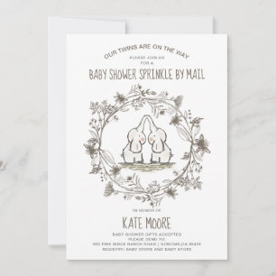 Cute Elephants Twillingars Baby Shower Sprinkle by Inbjudningar