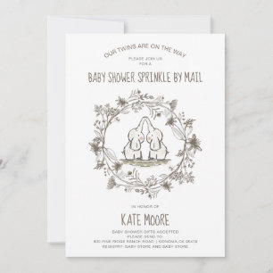 Cute Elephants Twillingars Baby Shower Sprinkle by Inbjudningar