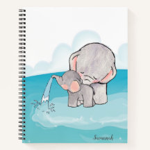 Cute Elephants Watercolor Blue Namn