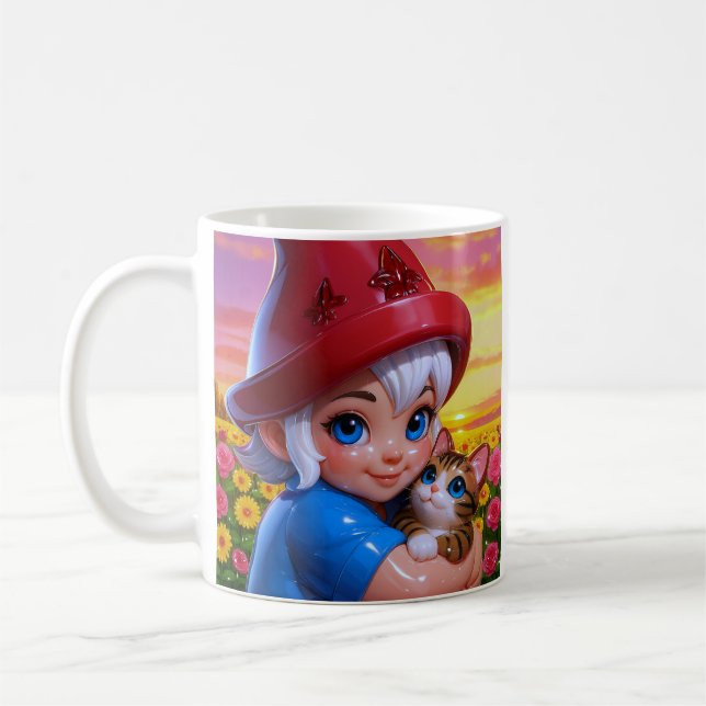 Cute Elf Cat  Kaffemugg (Vänster)