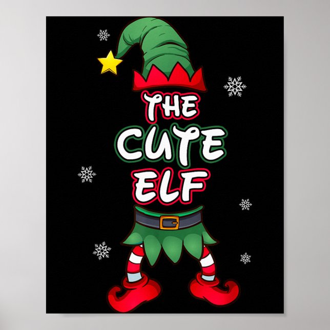 Cute Elf Christmas Pajamas Pjs Matching Family Gro Poster (Framsidan)