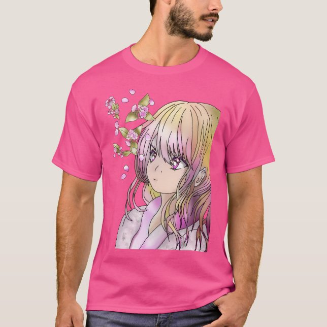 Cute Elf Druid med sjunkande Sakura T Shirt (Framsida)