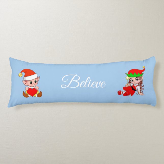 Cute Elf & Fairy på Light Blue Body Pillow Kroppskudde (Framsidan)