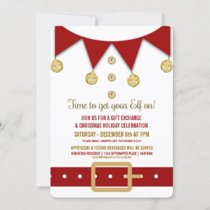 Cute Elf Helgdag Gift Exchange-gruppinbjudan Inbjudningar
