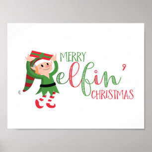 Cute Elf Merry Elfin jul Poster