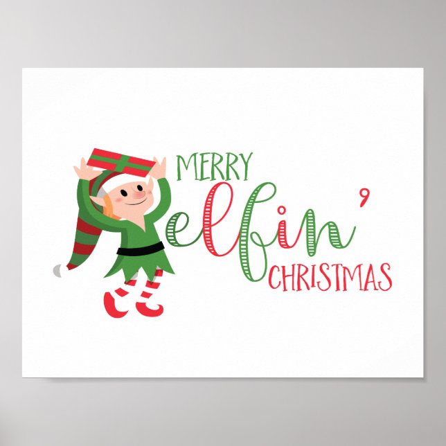 Cute Elf Merry Elfin jul Poster (Framsidan)