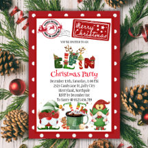 Cute Elf North Pole-inbjudan till julfest