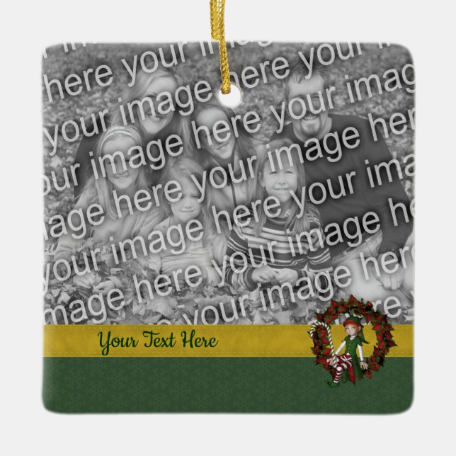 Cute Elf på andningsfoto (Helgdag) Julgransprydnad Keramik (Framsida)