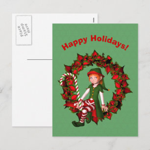 Cute Elf på vykort för andningsjul