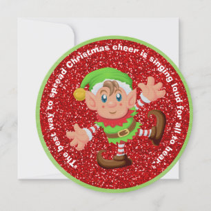 Cute Elf-rundans julklapp, flata kort