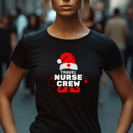 Cute Elf Travel Nurse jul Crew T Shirt