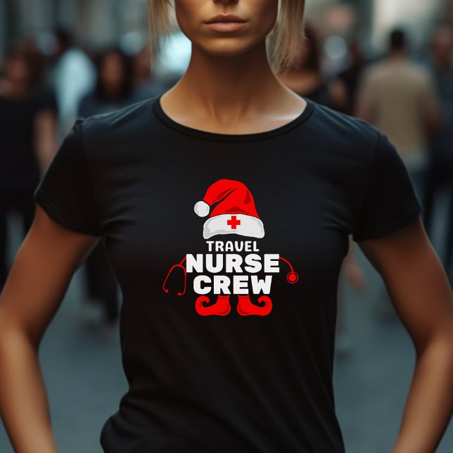 Cute Elf Travel Nurse jul Crew T Shirt (Skapare uppladdad)