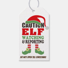 Cute "Elf Watching/ jul Design /Personlig Presentetikett