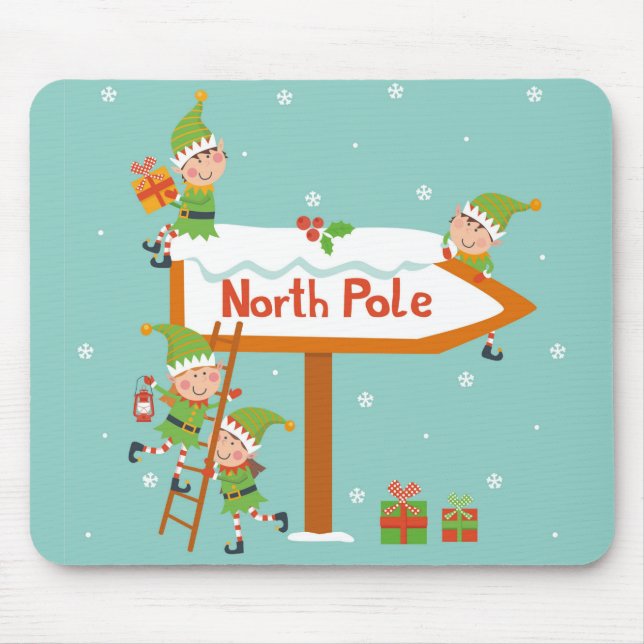 Cute Elves på väg till Nordpolen Musmatta (Framsidan)