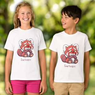 Cute Embarrased Red Panda Personlig Kids T Shirt