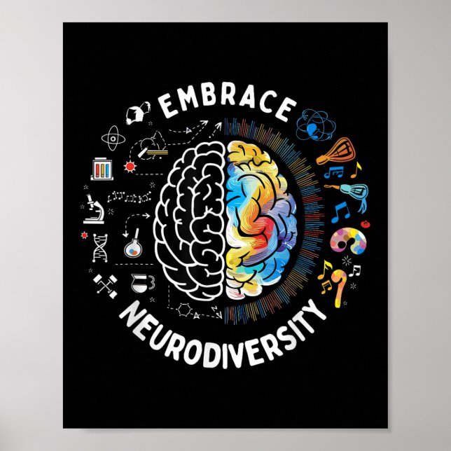 Cute Embrace Neurodiversity Autism Awareness Asd B Poster (Framsidan)