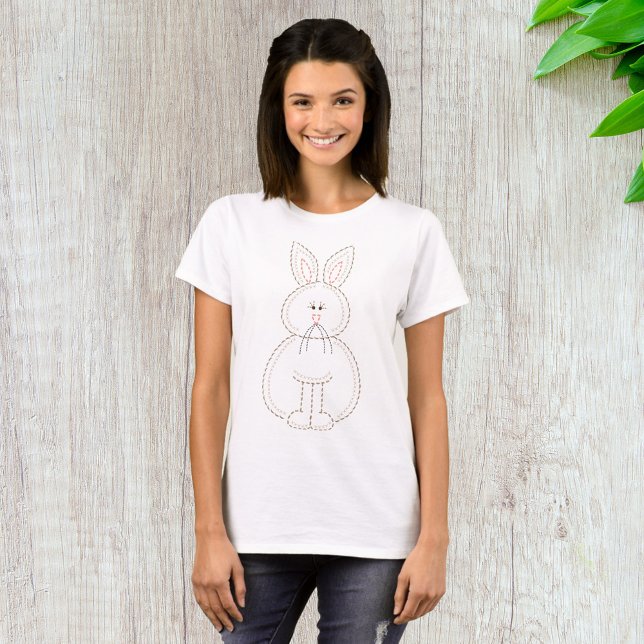 Cute Embroidery Stil Bunny Rabbit T Shirt (Skapare uppladdad)