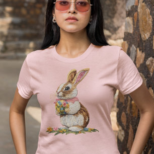 Cute Embroized-Påskhare T Shirt