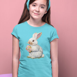 Cute Embroized-Påskhare T Shirt