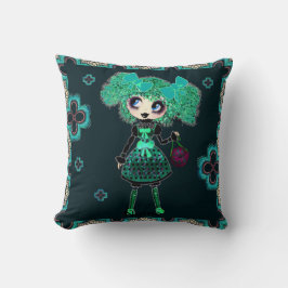 Cute Emerald Girl Kawaii PinkyP av LeahG Kudde