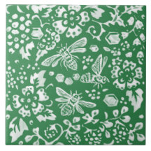 Cute Emerald Grönt Bee Beehive Blommigt Garden
